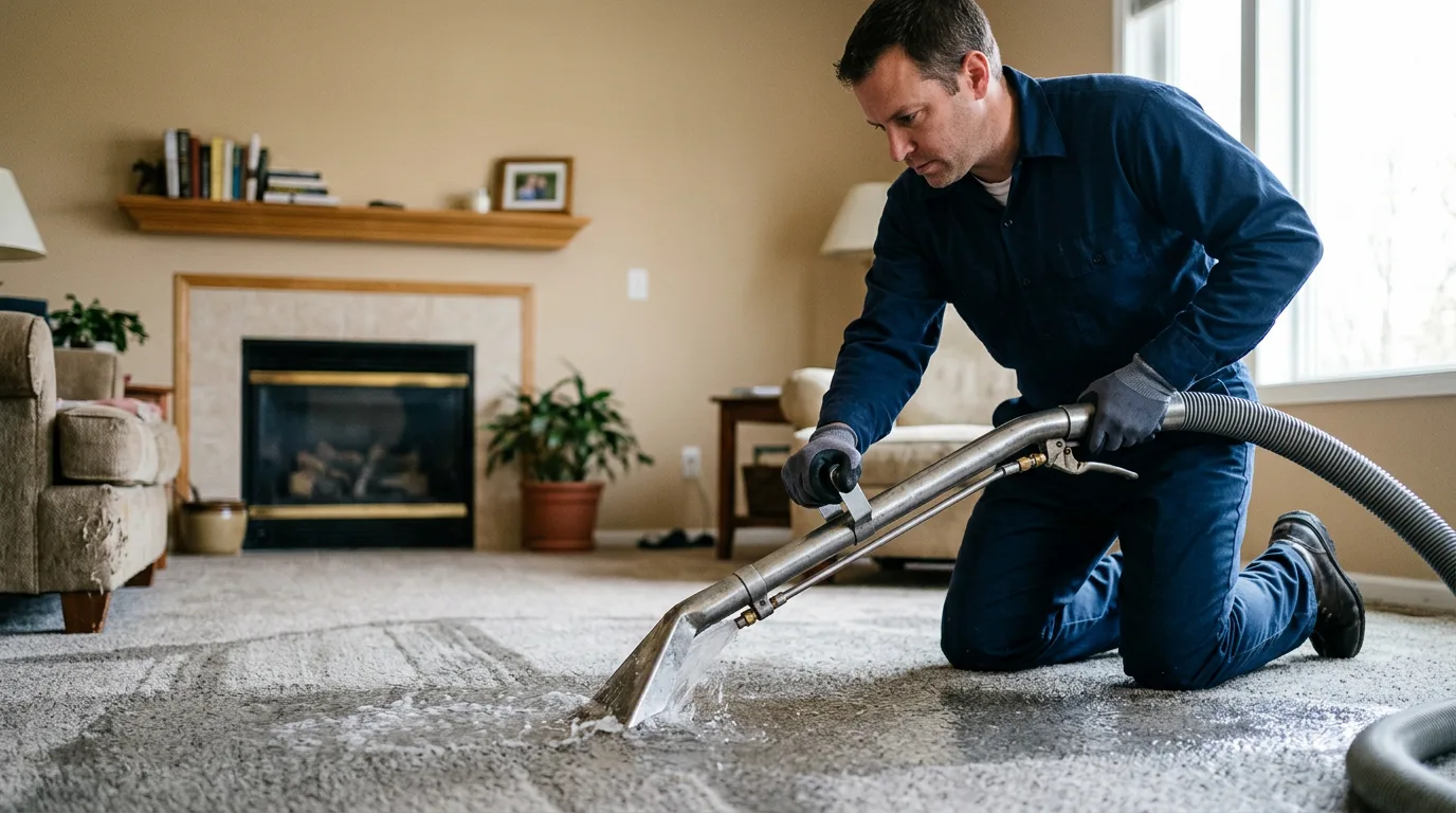 Water damage restoration technician working near Snow Lake, AR